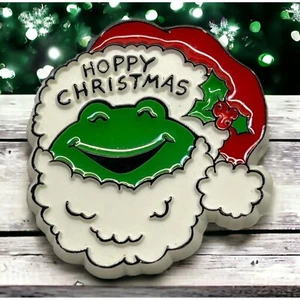 Weihnachten Santa Frosch Brosche Anstecknadel Vintage Paula Morgan Retro 80er Hoppy Christmas - Bild 1 von 6