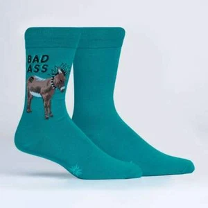 A Real Bad A** Men's Crew Socks Size 10-13 Teal Sock It To Me Donkey Fashion New - Picture 1 of 2