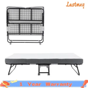 75x45" Folding Bed Cot with Mattress Metal Frame Memory Foam Mattress With Wheel - Picture 1 of 16