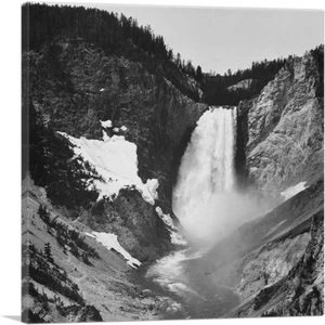 ARTCANVAS Yellowstone Falls - Yellowstone Wyoming Canvas Art Print Ansel Adams - Picture 1 of 11