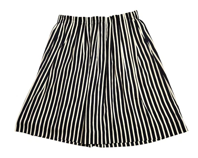 J. Crew Skirt Navy Blue/White Stripe Lined Pleated w/ Pockets Womens Size 8 - Image 1 of 4