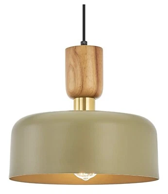 当代木材和黄铜口音,可调节金属悬挂灯具绿色 — 第 1/4 张图片