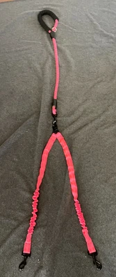 Twill double lead leash very sturdy for 2 dogs swivels cushioned handle pink - Image 1 of 4
