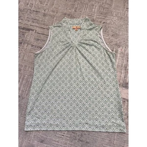 Sport Haley Floral Sleeveless Golf Polo Shirt XL White Green Blue Top - Picture 1 of 12