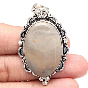 Pendant Polygram Jasper Gemstone Mother'Day Silver Jewelry 2.25" - Picture 1 of 7
