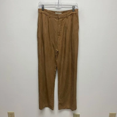 Pantalones al Tobillo Abercrombie & Fitch Mujer Marrón Plisado Cintura Alta Pierna Recta M Foto 1 de 4