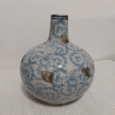 Jarrón grande de porcelana con brotes de flores envejecido agrietado francés Shabby Chic Foto 1 de 4