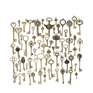  Dijes collar colgante llave 69 piezas para hacer joyas bronce antiguo - Imagen 1 de 4