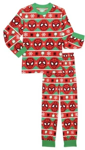 Conjunto de pijama de Navidad Spider-Man talla 8 para niños ajuste ceñido rojo tejido gofre nuevo con etiquetas - Imagen 1 de 3