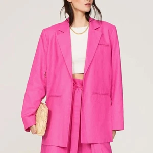 Eudon Choi rosa Oversize Leinen Blazer Größe 6 Baumwolle Karriere Anzug kastig 410 $ - Bild 1 von 15
