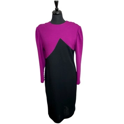 Vestido Hanae Mori vintage rosa y negro años 80 a medida Foto 1 de 4