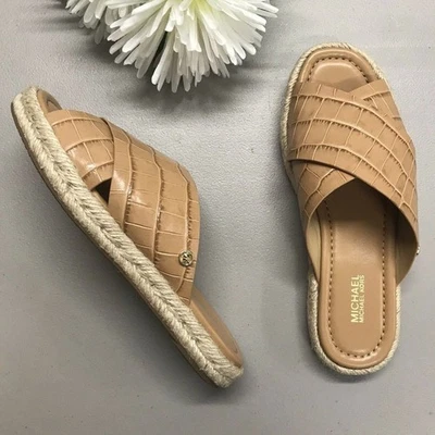 Michael Kors Sandalia Tilo Slide Suntan Puntera Abierta Alpargata Mujer Talla 6.5 NUEVO Foto 1 de 4