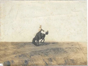 1904 Broncho Busting Cowboy Photo C. A. Kendrick Denver Antique Western USA - Bild 1 von 1