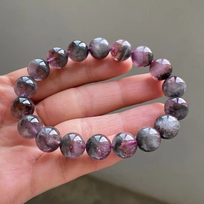 11mm Natural Auralite 23 Crystal Quartz Beads Bracelet AAAA - Image 1 of 4
