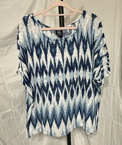 Bobeau Pullover Damen Weiß & Blau Strick Kurzarm Pulli USA - Bild 1 von 11