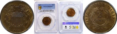 1871 2C Two Cent PCGS MS-65 BN - Image 1 of 3
