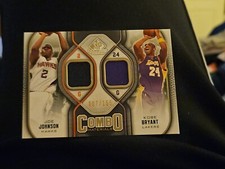 2009-10 UD SP GAME USED KOBE BRYANT JOE JOHNSON COMBO MATERIALS #007/155