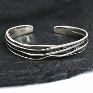 Vintage Bracelet Silver Sterling 925 *Plt Beautiful Bangle Cross Multi-Layer UK - Picture 1 of 8