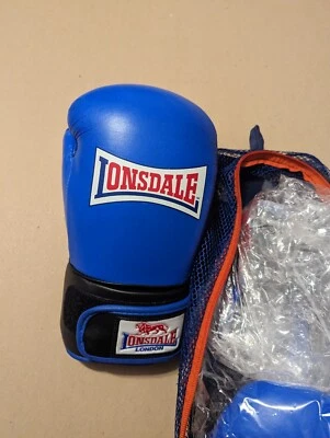 Guantes de Boxeo Lonsdale London Club Cuero Ahorro Azul 14oz Foto 1 de 4