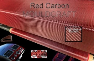 Red Carbon fibre cloth Twill Weave Carbon Fibre Cloth - 210g - 1000mm x 250mm - Picture 1 of 1