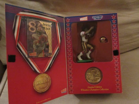 Starting Lineup Jerry Rice Mini Wheaties Box Includes Figure, Medallion & Card Cover
