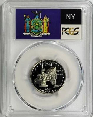 2001 - S  Clad Washington Quarter - New York - PCGS PR69DCAM - Flag Series - Image 1 of 2