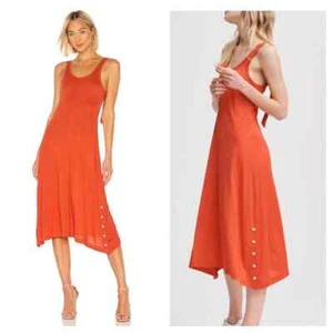 Vestido midi sin mangas Rag & Bone Allegra cuello redondo naranja rojo crepé Jersey XXS $350 - Imagen 1 de 17