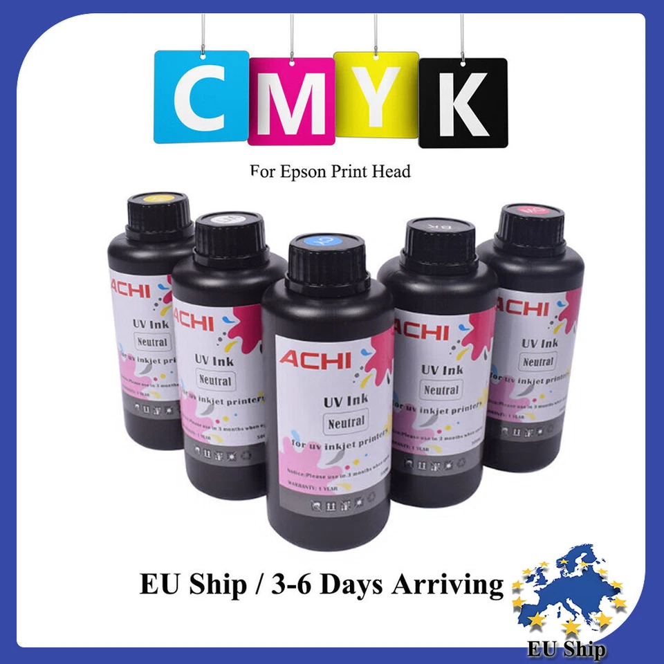 ACHI 500ml UV INK For Epson A3/A4/A5/6090 1390/L800/XP600/TX800 UV Printer White ink
