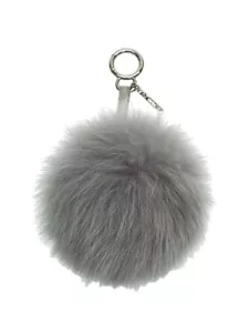 FENDI Gray Women's 7AR259 Pom Bag Charm Keychain Used - Picture 1 of 5
