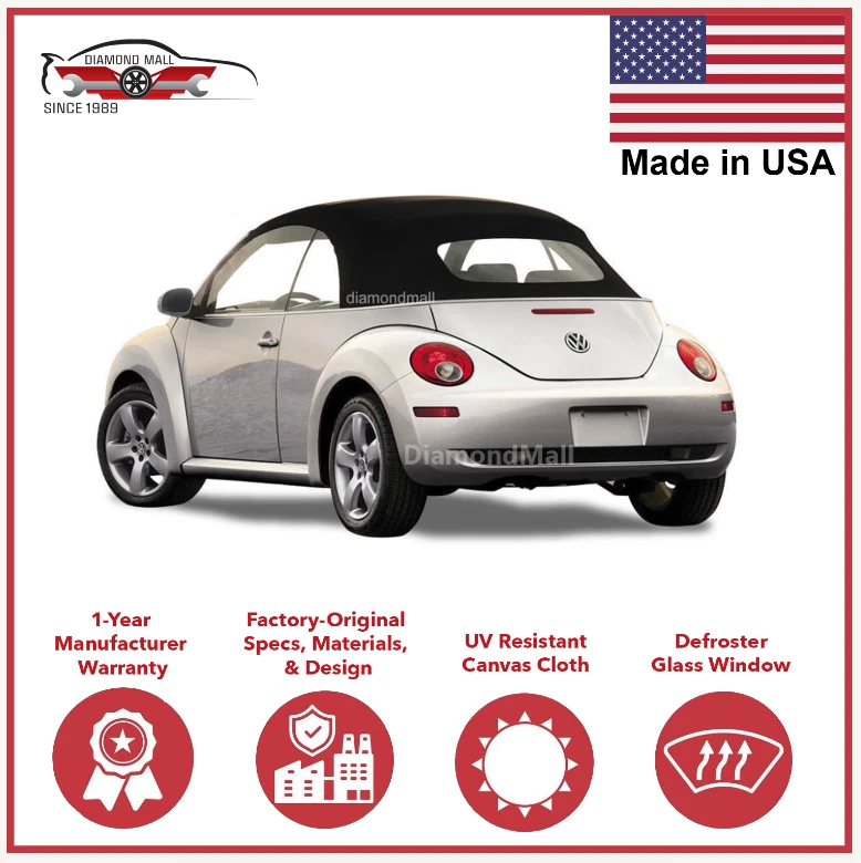 Se adapta a Volkswagen nuevo Beetle 2003-10 convertible superior negro marco eléctrico alemán superior Foto 1 de 3