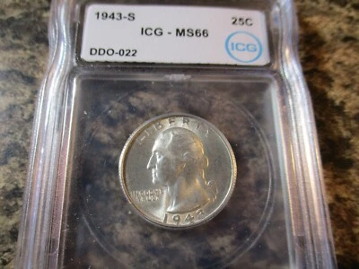 1943-S WASHINGTON QUARTER RARE ICG MS66 DDO-022    5001 - Image 1 of 4