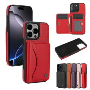 RFID-Blockierung Handyhülle PU-Leder Folio For iPhone 16 15 14 13 12 11 Pro Max - Bild 1 von 15