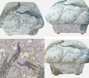 Storage Footstool Laura Ashley Footstall Belvedere Fabric Duck Egg Pouffe Blue - Picture 1 of 45