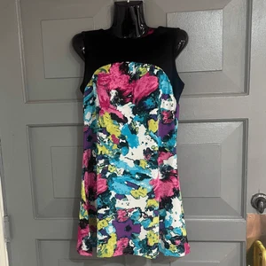 Abito corto multicolore senza maniche babydoll stile anni 60 Vfish by Vera Fishbaugh tg - Foto 1 di 7