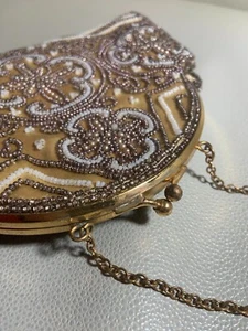 Vtg. Women Golden NORTHERN STAR Beaded Petite Pearl Wallet Clutch Bag Purse-EC - Picture 1 of 11