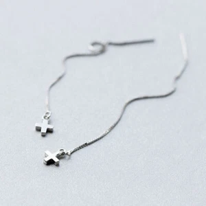 Pendientes colgantes pequeños de plata esterlina 925 roscado a través de rosca A1999 - Imagen 1 de 9