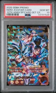 PSA10 2020 DRAGON BALL HEROES DÉCIMO ANIVERSARIO HERO AVATAR TARJETA - Imagen 1 de 2