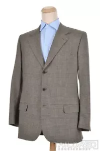 BRIONI Gray Plaid Cashmere Wool Mens Blazer Sport Coat Jacket - BESPOKE 44 L - Picture 1 of 9