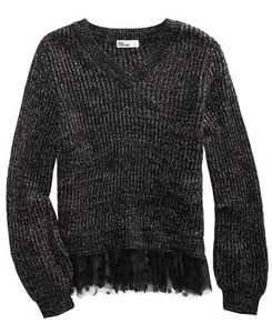 Epic Threads Big Girls Volume-Sleeve Layered-Look Sweater (Black, XL) - Picture 1 of 1