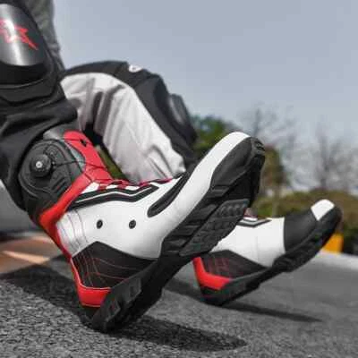 Leather Waterproof Motorcycle Boot Sports Shoes Equipment Bicycle Retro Riding - Image 1 of 4