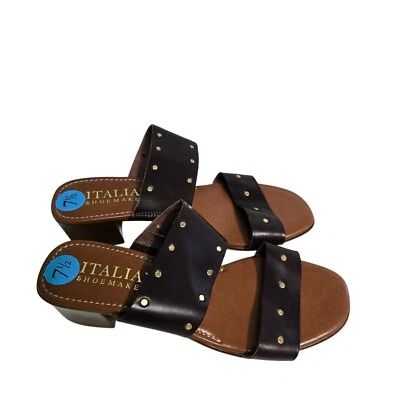 Italian Shoemakers NWOT Studded Leather Slip On Sandals Size 7.5 - Image 1 of 4