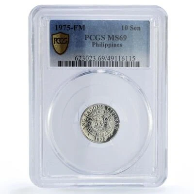 Moneda Filipinas 10 sen República Francisco Baltasar MS69 PCGS CuNi 1975 Foto 1 de 3