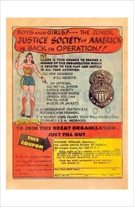 THE JUNIOR JUSTICE LEAGUE OF AMERICA COMIC BOOK ADVERTISEMENT - VINTAGE REPRINT - Picture 1 of 1