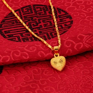Pfirsich Herz 18K Gold Medaille Damen GP Anhänger Halskette - Bild 1 von 5