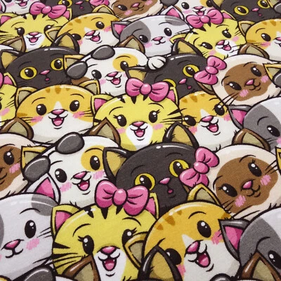 HERZBERÜHRT BY KATHARINA DÜRR Stoff Baumwolle French Terry Partyanimals Katzen curry gelb grau pink Kinderstof