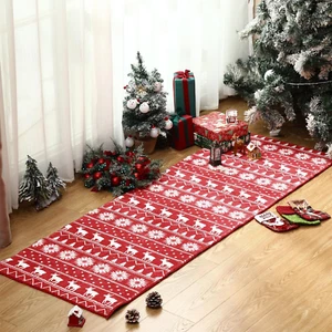 Christmas Runner Rug 2X6 Red Hallway Snowflake Elk Rug Non Slip Indoor Xmas Deco - Picture 1 of 8