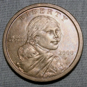 2000 P Sacagawea Native American Gold Tone U.S. One Dollar Coin : Circulated d9 - Picture 1 of 4