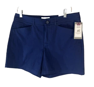 Dockers Shorts Damen Größe 12 Petite Blue mittlerer Anstieg kurvig flache Vordertaschen Neu - Bild 1 von 10