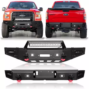 Vijay New Steel Front Bumper For 2015-2017 Ford F-150 W/Winch Plate&LED Lights - Picture 1 of 30