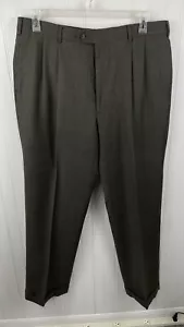 Pantalones de vestir Jos A Bank para hombre plisados con puños marrón tweed 38 regular 33 entrepierna - Imagen 1 de 10